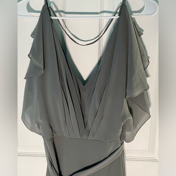 NWT Grey Charolette Chiffon Vneckline Long Dress - Picture 9 of 10